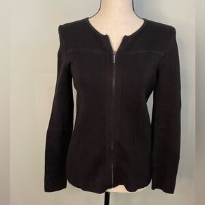 Talbots petite P‎ Black ribbed zip front cardigan size P